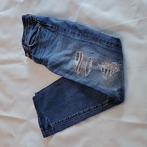 American Eagle low rise straight patchwork jeans size 2